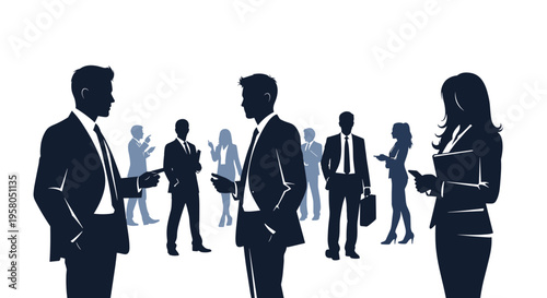 Business people in formal wear talking.