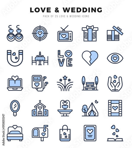 Love & Wedding Icon Pack 25 Vector Symbols for Web Design.