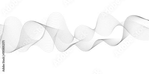 Abstract wave blend lines on transparent background. Design for banner, wallpaper, background and many more. Undulate Grey Wave Swirl, frequency sound wave, twisted curve lines with blend effect.