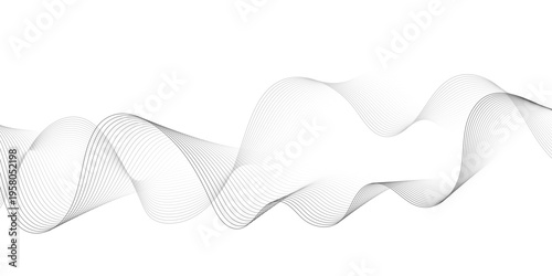 Abstract wave blend lines on transparent background. Design for banner, wallpaper, background and many more. Undulate Grey Wave Swirl, frequency sound wave, twisted curve lines with blend effect.
