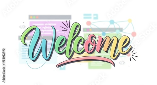 Welcoming graphic design with modern elements for website or presentation.
