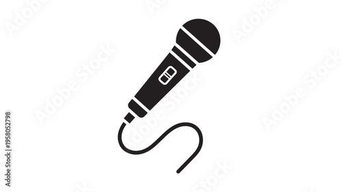 Microphone icon with a black cord and on/off switch, perfect for representing audio and sound recording applications.
