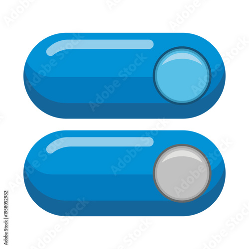 Illustrative representation of interactive digital toggle switches in both active and inactive states, providing intuitive user control for modern application interfaces and system settings