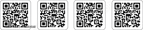 Barcode and QR code illustration collection with fake non scannable motifs for packaging labels, stickers and placeholder design