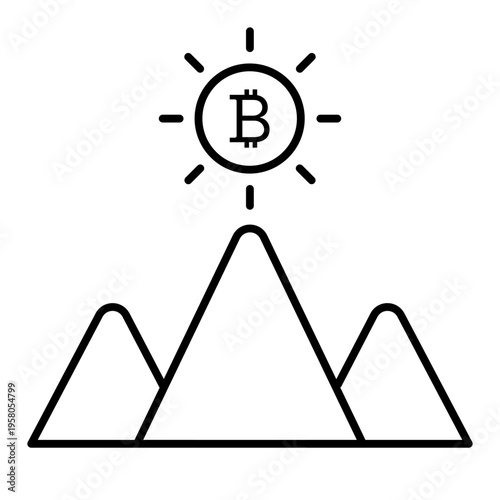 bitcoin all time high line icon with editable stroke