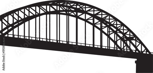 Vector silhouette of a steel arch bridge