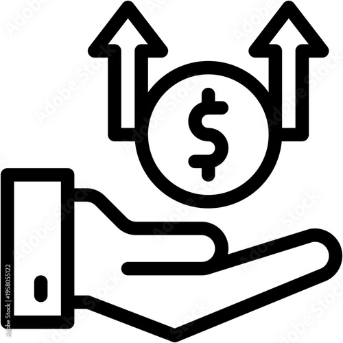 Vector Icon Economics, Hand, Rising, Business and Finance, Money