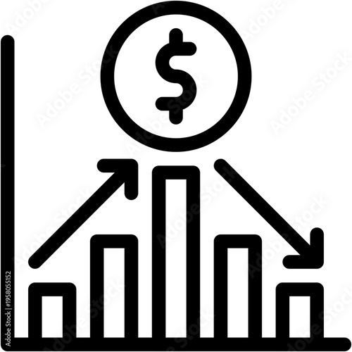 Vector Icon Stock Market, Stock Price, Business and Finance, Profit, Economic Crises