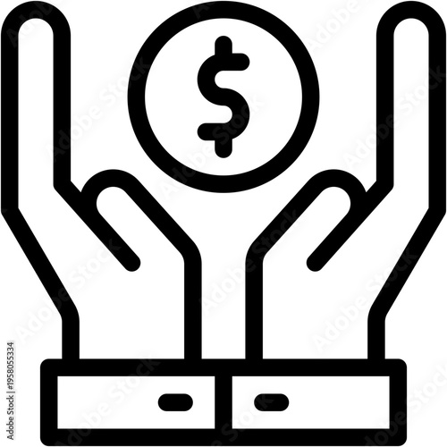 Vector Icon Save Money, Commerce and Shopping, Money, Economic Crises, Coat Saving, Hands