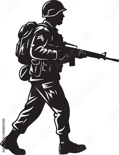 Soldier, Military, Infantry, Combat Vector Illustration