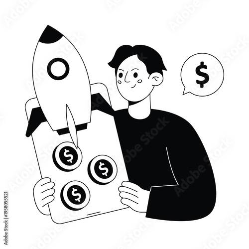 Revenue Rocket Vector illustration. EPS 10