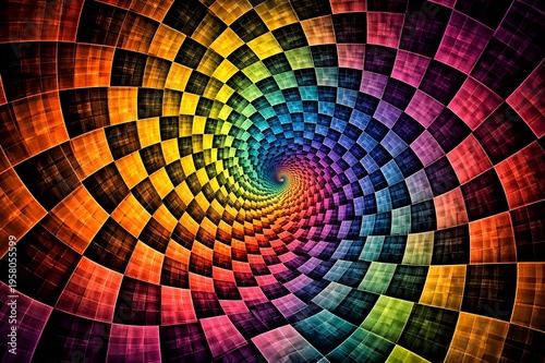 Recursive radial lattice made from thin intersecting vector lines forming layered fractal web