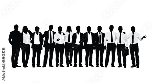 Silhouettes of businessmen in formal wear.