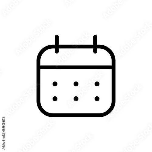 A minimalist flat line icon depicting a simple monthly calendar page with six visible date dots