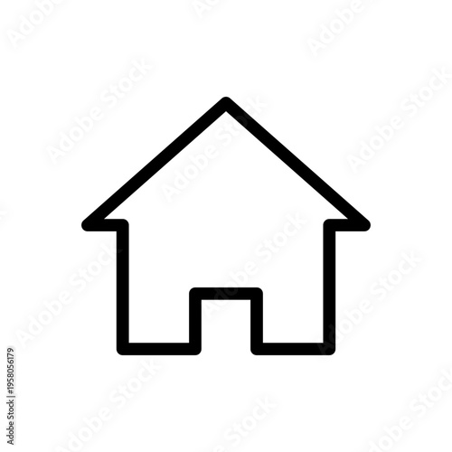 Minimalist outline icon of a simple residential house structure with a triangular peaked roof