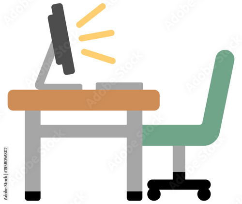 シンプルなデスクトップPCアイコン_カラー（モニター・作業環境・オフィス）