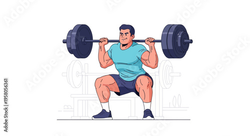 Vector illustration of a man lifting weights, fitness icon