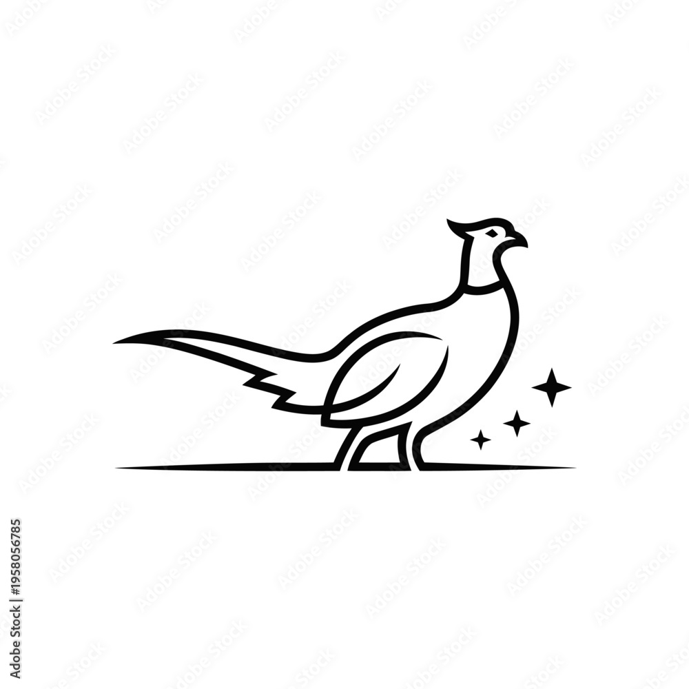 Obraz premium Minimalist Pheasant Bird Logo Line Art