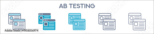 Ab Testing Element For Design Graphic - Multi Styles. Vector Illustration Of Two Colored And Black. Multiple Icons Designs Can Be Used For Mobile, Ui, Web 