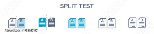 Split Test Plan Element For Design Graphic - Multi Styles. Vector Illustration Of Two Colored And Black. Multiple Icons Designs Can Be Used For Mobile, Ui, Web 