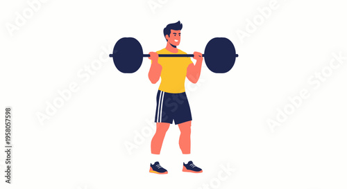 Vector illustration of a man lifting weights