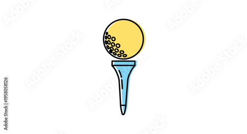 Golf ball on blue tee.