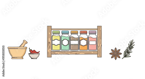 Herbal medicine ingredients and supplies.