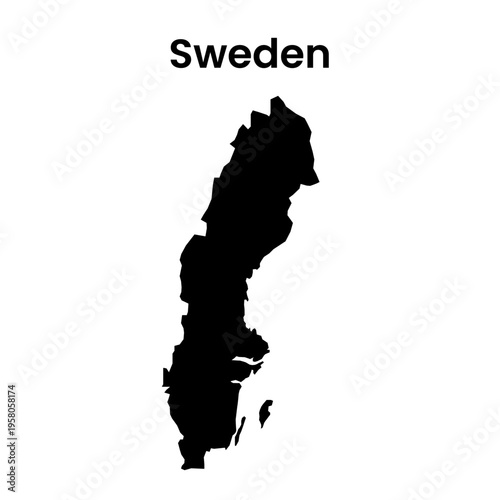Sweden Country Silhouette Map Simple Vector Illustration