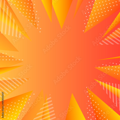 オレンジグラデーションの集中線フレーム背景 ビビッドで目立つデザイン コピースペース付きSNS・サムネイル素材（1:1）