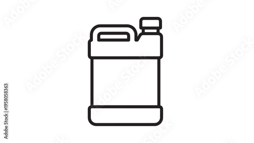 Jerrycan simple line icon with a handle and cap for liquid storage and transportation featuring container, fuel, water with canister and petrol