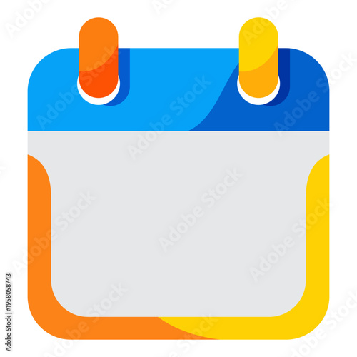 Vibrant and modern flat design calendar icon representing organization, scheduling, and important date planning. Perfect graphic for time management and event reminders