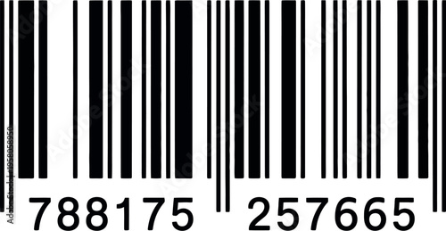 Barcode design in black and white representing product identification, retail scanning system and label concept illustration