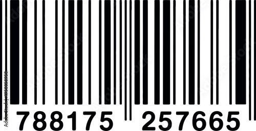 Barcode design in black and white representing product identification, retail scanning system and label concept illustration