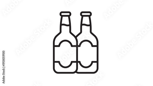 Bottles icon set with two glass containers for beverages, representing drinks for refreshment. featuring drink, beverage, container with liquid and
