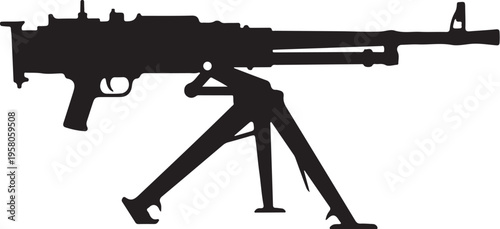 Vector silhouette of a machine gun on a tripod