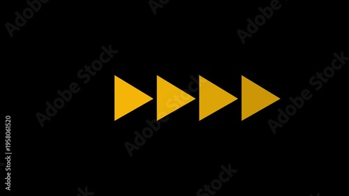 Golden Play Button Icons Fast Forward on Black Background with Play Icon