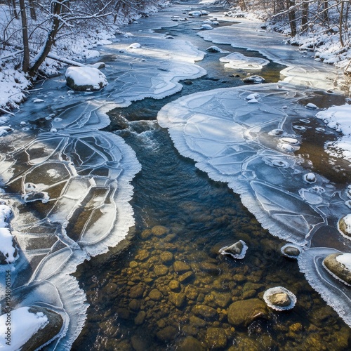 Winters Embrace - A Frozen Rivers Serene Beauty.