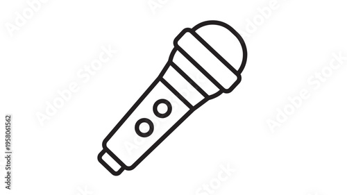 Microphone icon with a sleek, modern design and simple black line art. featuring symbol, audio, sound with music and record elements for broadcast,