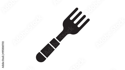 Fork utensil with four tines and a patterned handle, presented in a simple black silhouette on a white background.