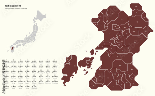 Municipalities in Kumamoto Prefecture 熊本県の市町村