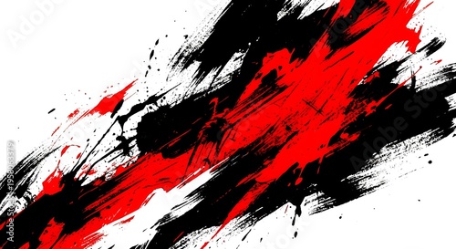 Chaotic Red and Black Ink Splatter Abstract Background