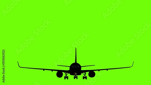 Silhouette Passenger Plane Animation on Green Screen