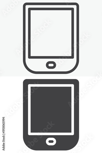 Ebook reader device icon in line and solid styles. Outline and filled icon with editable stroke vector sign and symbol. Reading icon for digital books and portable screen.