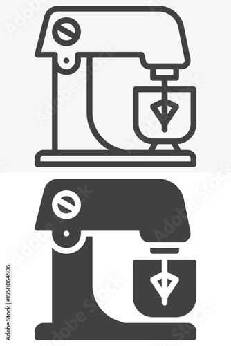 Food processor kitchen icon in line and solid styles. Outline and filled icon with editable stroke vector sign and symbol. Processor icon for chopping, mixing and cooking.