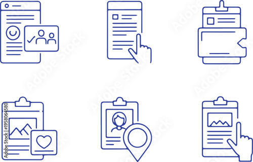 Illustrated icons representing various document and data management activities