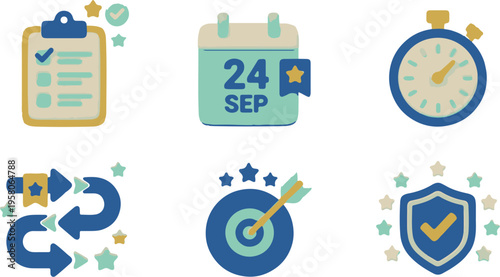 Project Management and Task Planning Productivity Icons Set
