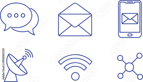 Collection of icons representing various communication and connectivity methods