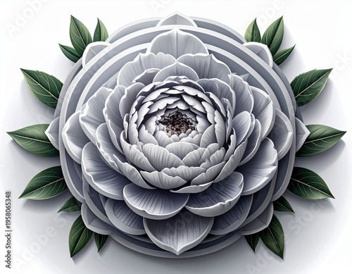  Monochrome Peony Labyrinth