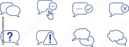 Collection of icons representing various types of message and notification bubbles