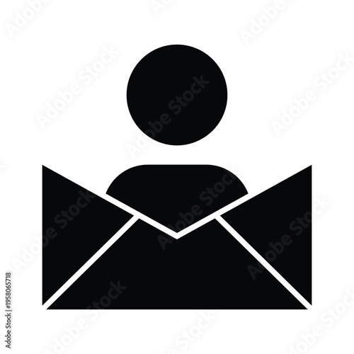 Black silhouette of a person in an envelope